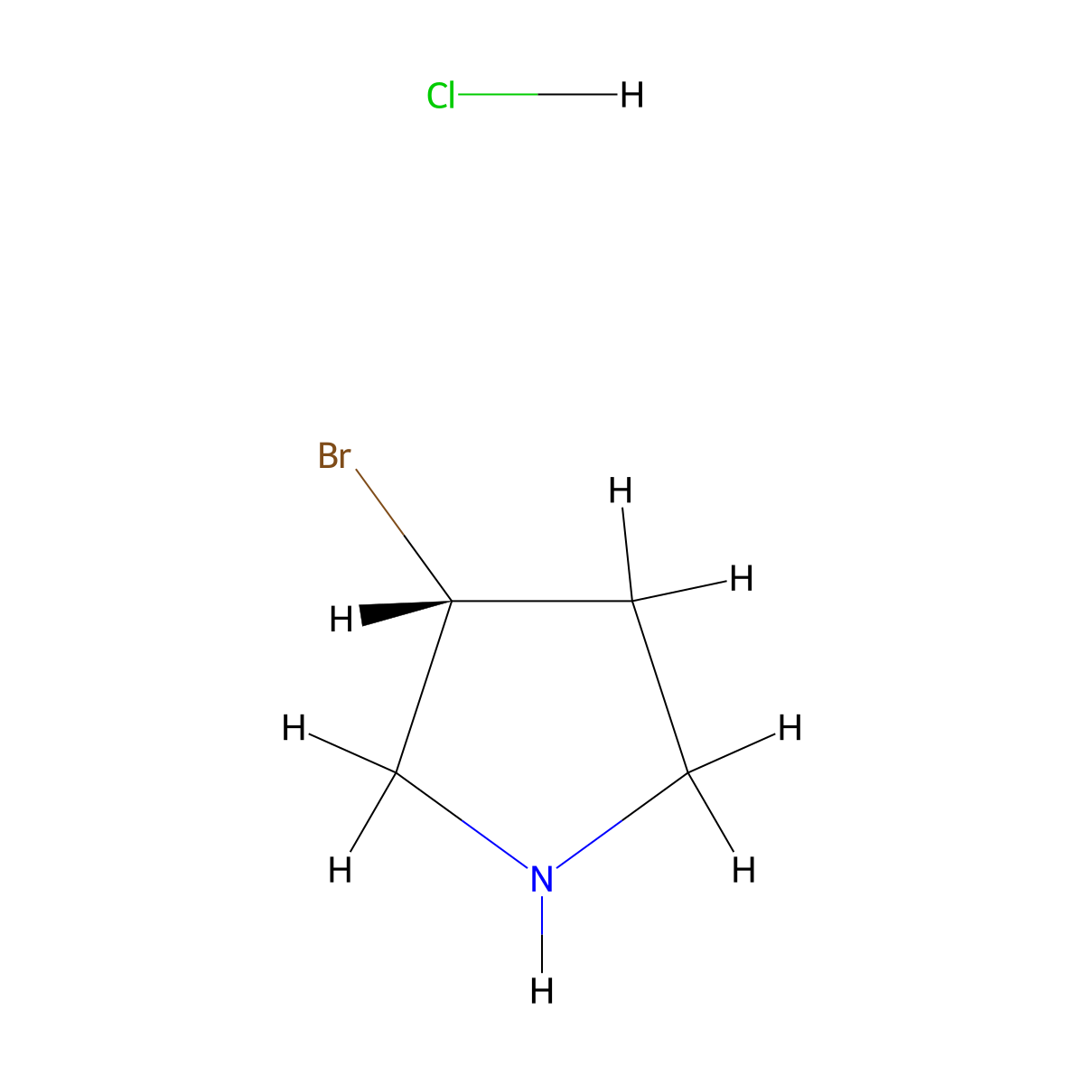(3R)-3-bromopyrrolidine hydrochloride molecular structure, CAS 1354010-12-0