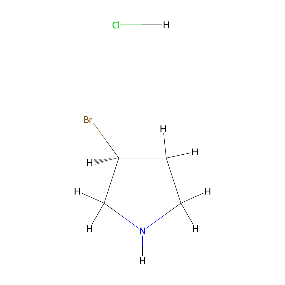 (3S)-3-bromopyrrolidine hydrochloride molecular structure, CAS 1354010-91-5