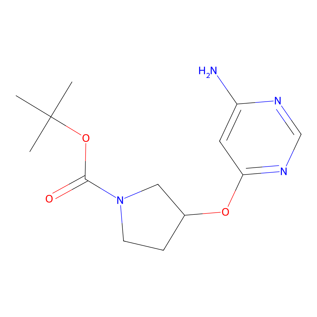 (R)-tert-Butyl 3-((6-aminopyrimidin-4-yl)oxy)pyrrolidine-1-carboxylate molecular structure, CAS 1354011-40-7