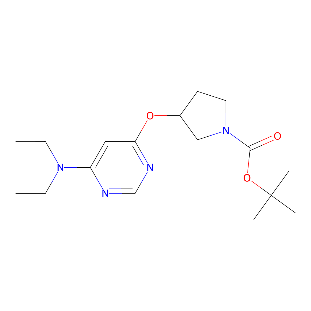 (S)-tert-Butyl 3-((6-(diethylamino)pyrimidin-4-yl)oxy)pyrrolidine-1-carboxylate molecular structure, CAS 1354015-15-8