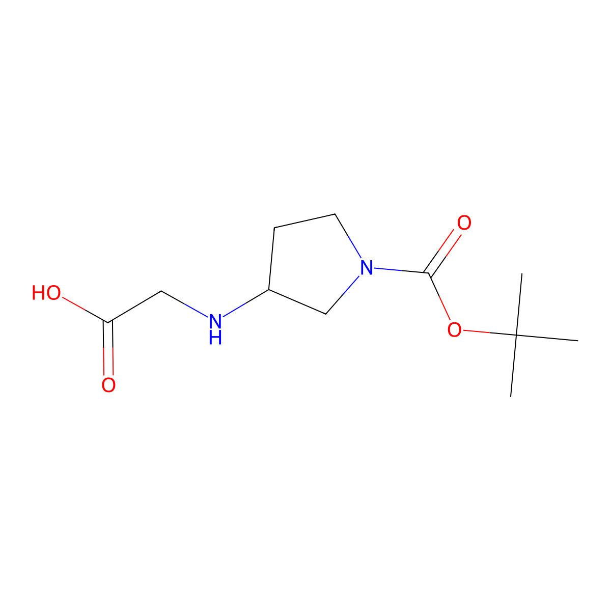 (R)-3-(Carboxymethyl-amino)-pyrrolidine-1-carboxylic acid tert-butyl ester molecular structure, CAS 1354016-82-2
