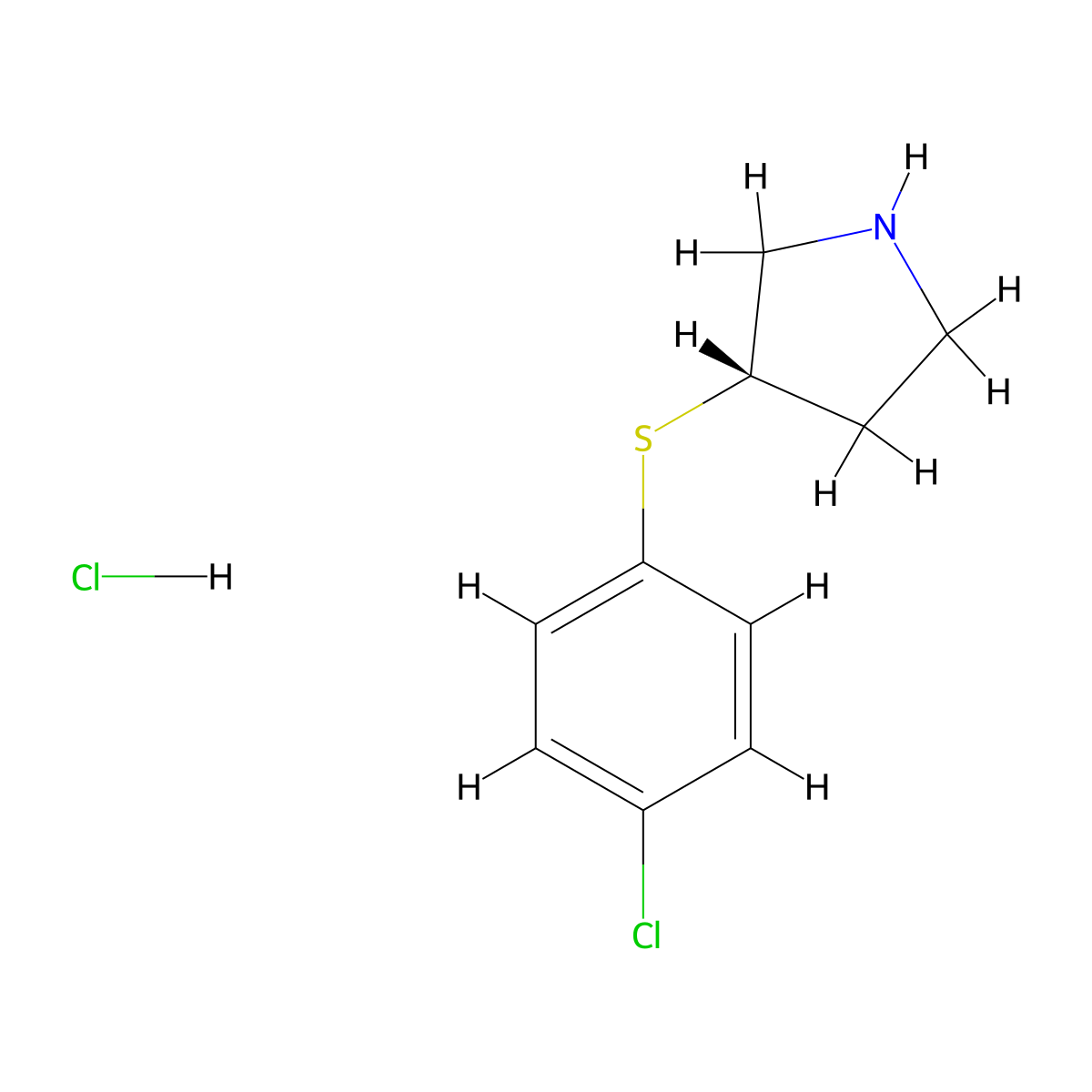 (S)-3-((4-Chlorophenyl)thio)pyrrolidine hydrochloride molecular structure, CAS 1354018-01-1