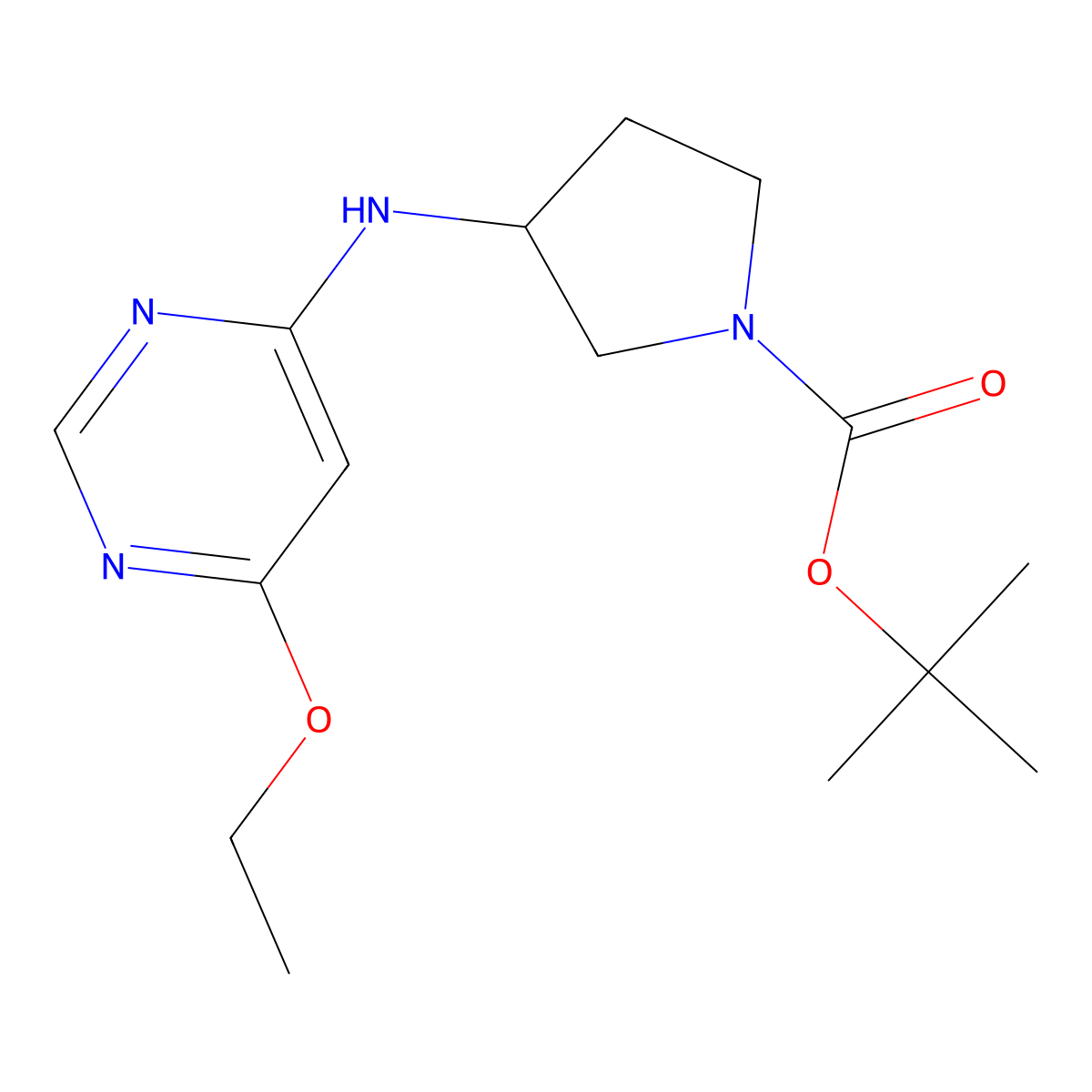(S)-tert-Butyl 3-((6-ethoxypyrimidin-4-yl)amino)pyrrolidine-1-carboxylate molecular structure, CAS 1354018-05-5