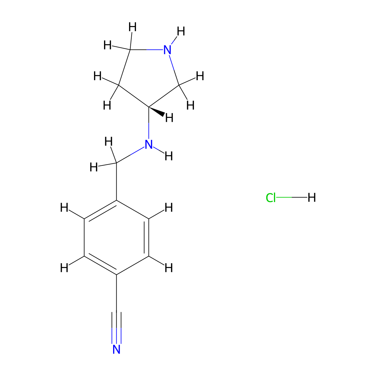 (R)-4-((Pyrrolidin-3-ylamino)methyl)benzonitrile hydrochloride molecular structure, CAS 1354018-48-6
