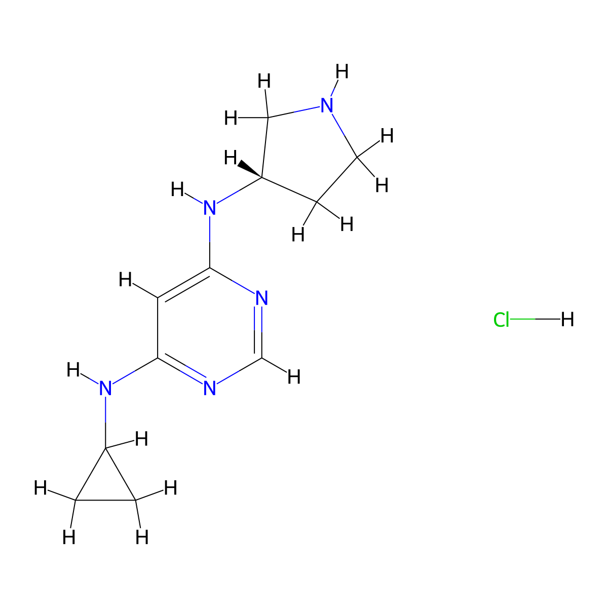 (S)-N4-Cyclopropyl-N6-(pyrrolidin-3-yl)pyrimidine-4,6-diamine hydrochloride molecular structure, CAS 1354018-58-8