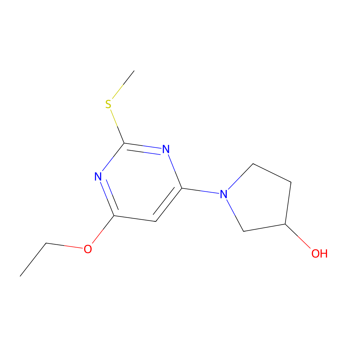 (S)-1-(6-Ethoxy-2-(methylthio)pyrimidin-4-yl)pyrrolidin-3-ol molecular structure, CAS 1354018-60-2