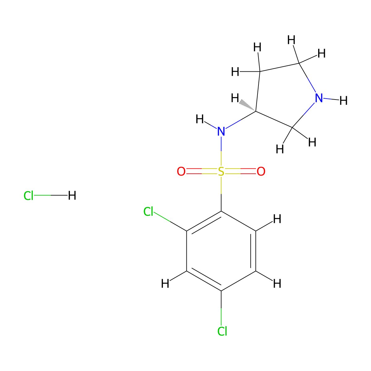 (S)-2,4-Dichloro-N-(pyrrolidin-3-yl)benzenesulfonamide hydrochloride molecular structure, CAS 1354018-64-6