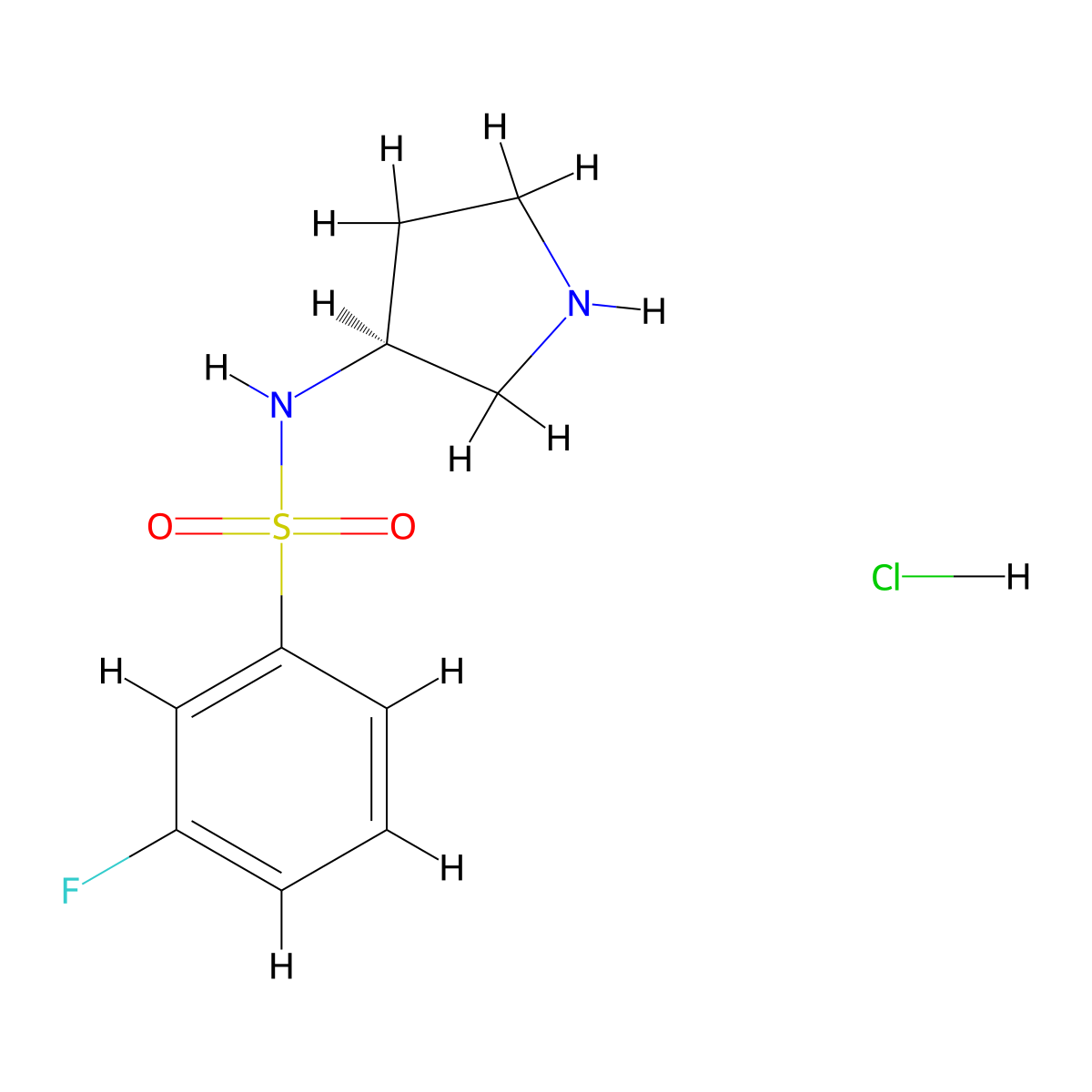 (S)-3-Fluoro-N-(pyrrolidin-3-yl)benzenesulfonamide hydrochloride molecular structure, CAS 1354018-70-4
