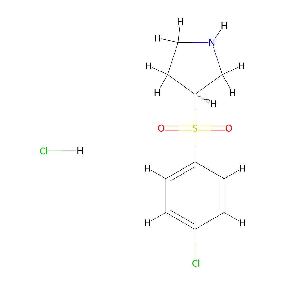 (S)-3-((4-Chlorophenyl)sulfonyl)pyrrolidine hydrochloride molecular structure, CAS 1354019-46-7