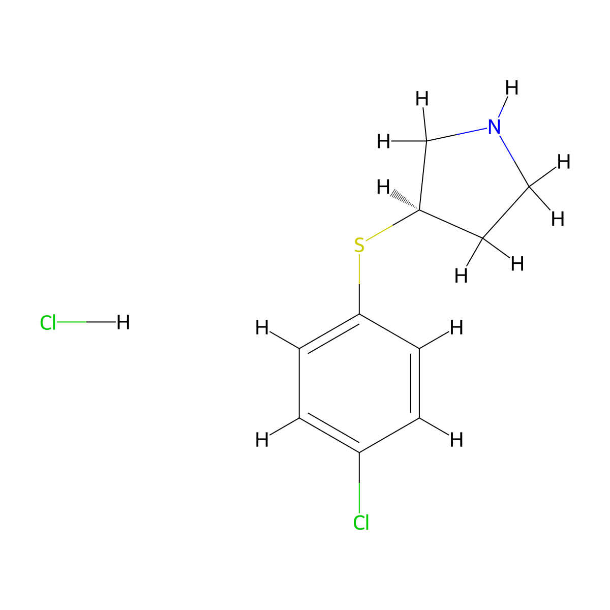 (R)-3-((4-Chlorophenyl)thio)pyrrolidine hydrochloride molecular structure, CAS 1354019-50-3