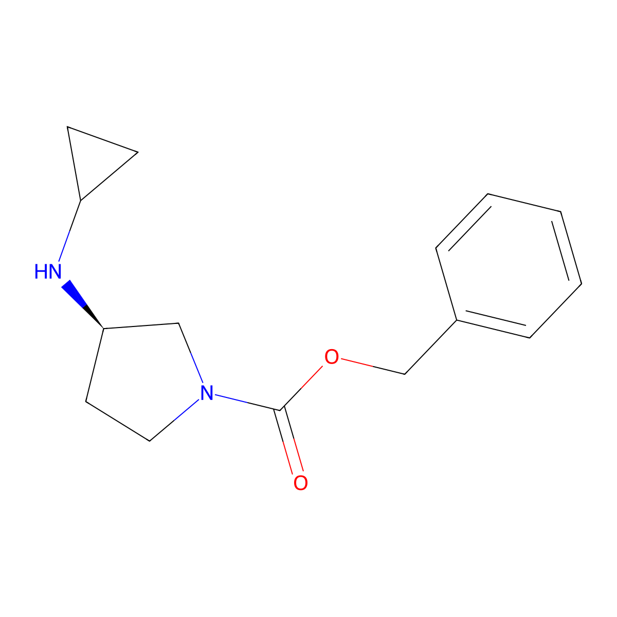 (R)-3-Cyclopropylamino-pyrrolidine-1-carboxylic acid benzyl ester molecular structure, CAS 1354020-84-0