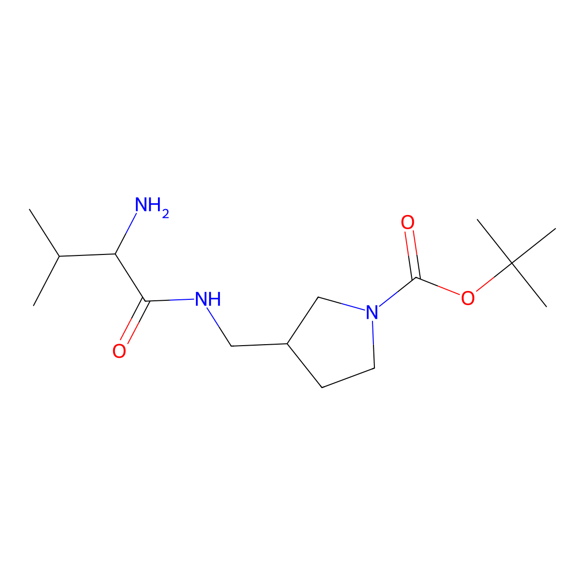tert-Butyl 3-(((S)-2-amino-3-methylbutanamido)methyl)pyrrolidine-1-carboxylate molecular structure, CAS 1354023-55-4