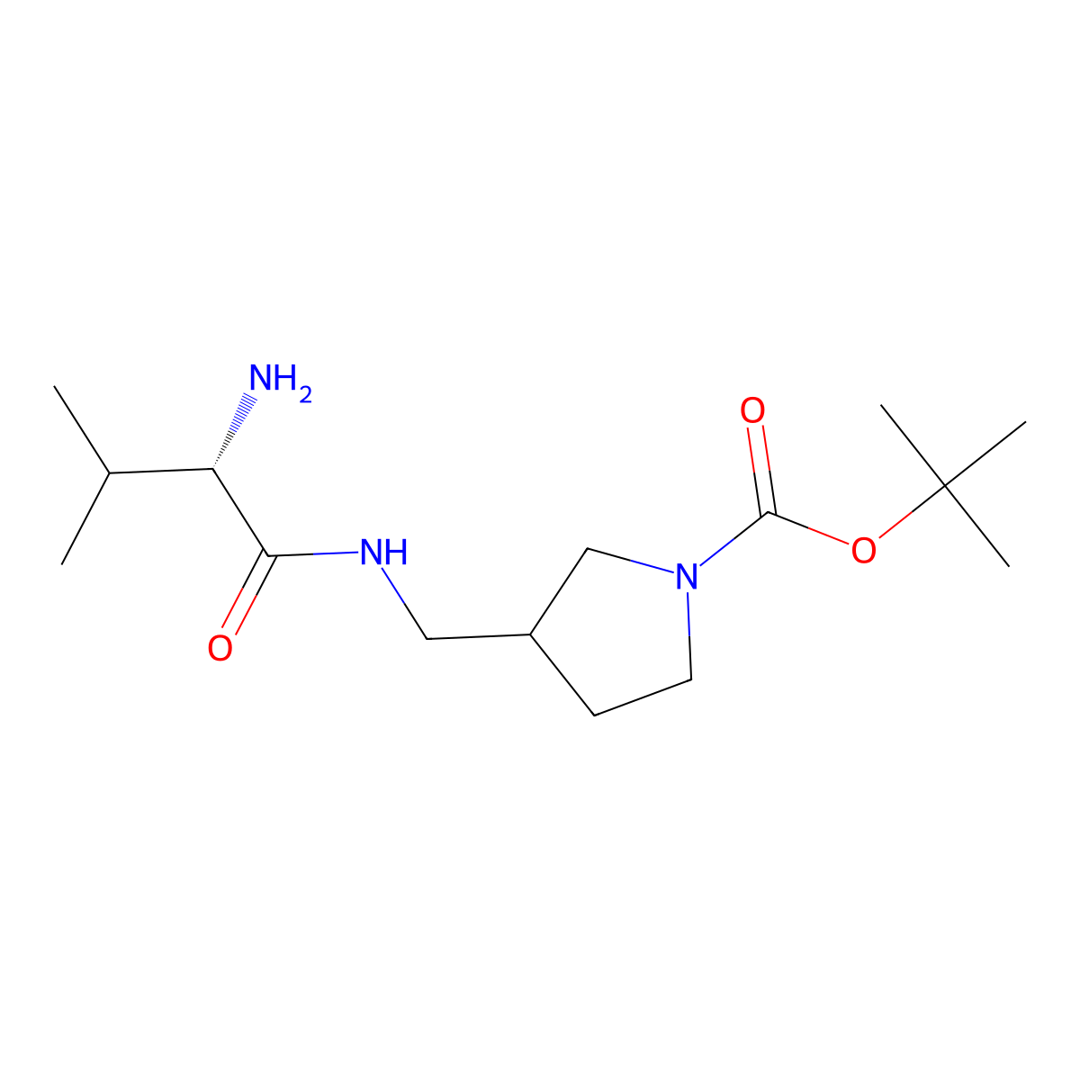 tert-Butyl 3-(((S)-2-amino-3-methylbutanamido)methyl)pyrrolidine-1-carboxylate molecular structure, CAS 1354023-55-4