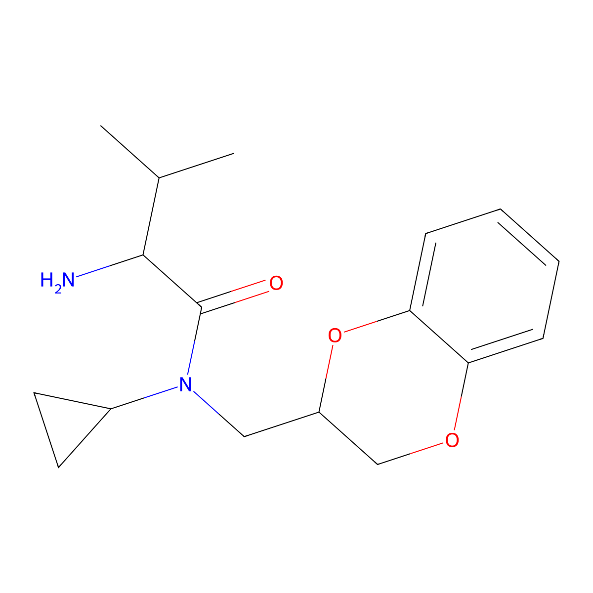 (S)-2-Amino-N-cyclopropyl-N-(2,3-dihydro-benzo[1,4]dioxin-2-ylmethyl)-3-methyl-butyramide molecular structure, CAS 1354028-61-7