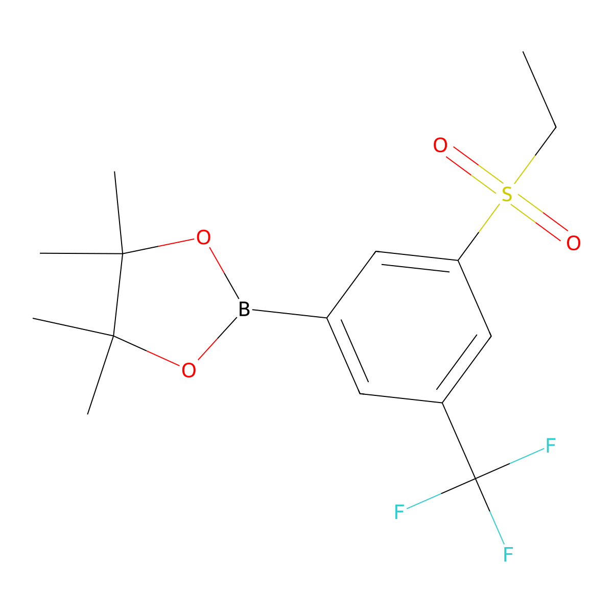 2-(3-(Ethylsulfonyl)-5-(trifluoromethyl)phenyl)-4,4,5,5-tetramethyl-1,3,2-dioxaborolane molecular structure, CAS 1354047-99-6