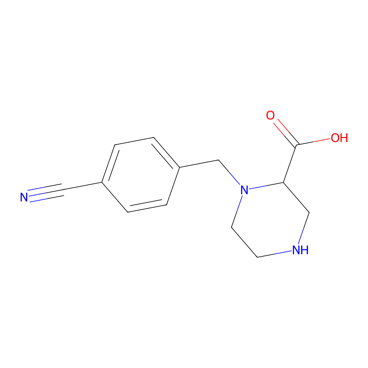 1-(4-Cyanobenzyl)piperazine-2-carboxylic acid molecular structure, CAS 1354086-92-2
