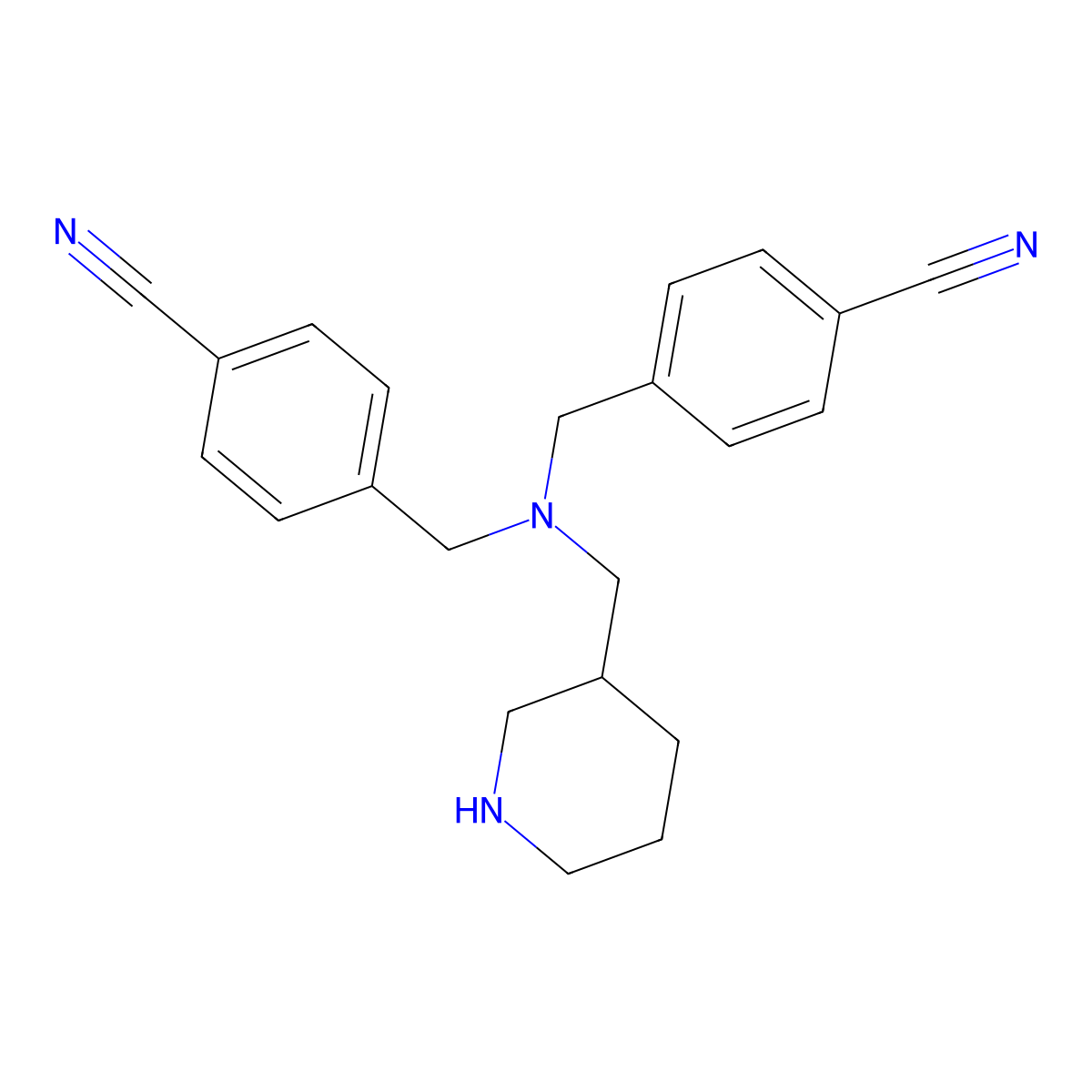 4-[[(4-Cyanophenyl)methyl-(piperidin-3-ylmethyl)amino]methyl]benzonitrile molecular structure, CAS 1354088-14-4