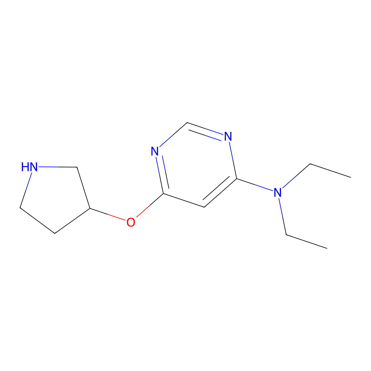 (R)-N,N-diethyl-6-(pyrrolidin-3-yloxy)pyrimidin-4-amine molecular structure, CAS 1354088-43-9