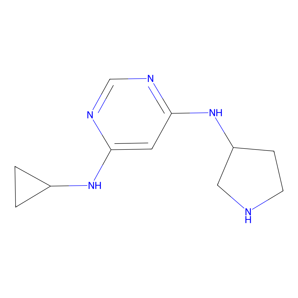 (S)-N4-Cyclopropyl-N6-(pyrrolidin-3-yl)pyrimidine-4,6-diamine molecular structure, CAS 1354088-70-2