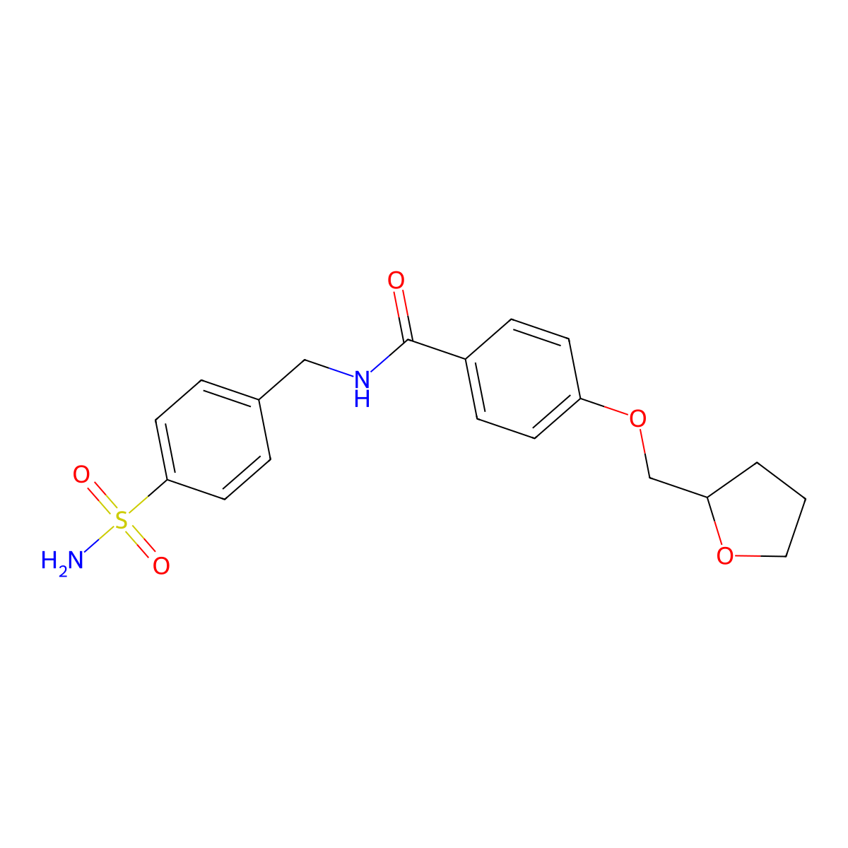 N-(4-sulfamoylbenzyl)-4-(tetrahydrofuran-2-ylmethoxy)benzamide molecular structure, CAS 1354098-53-5
