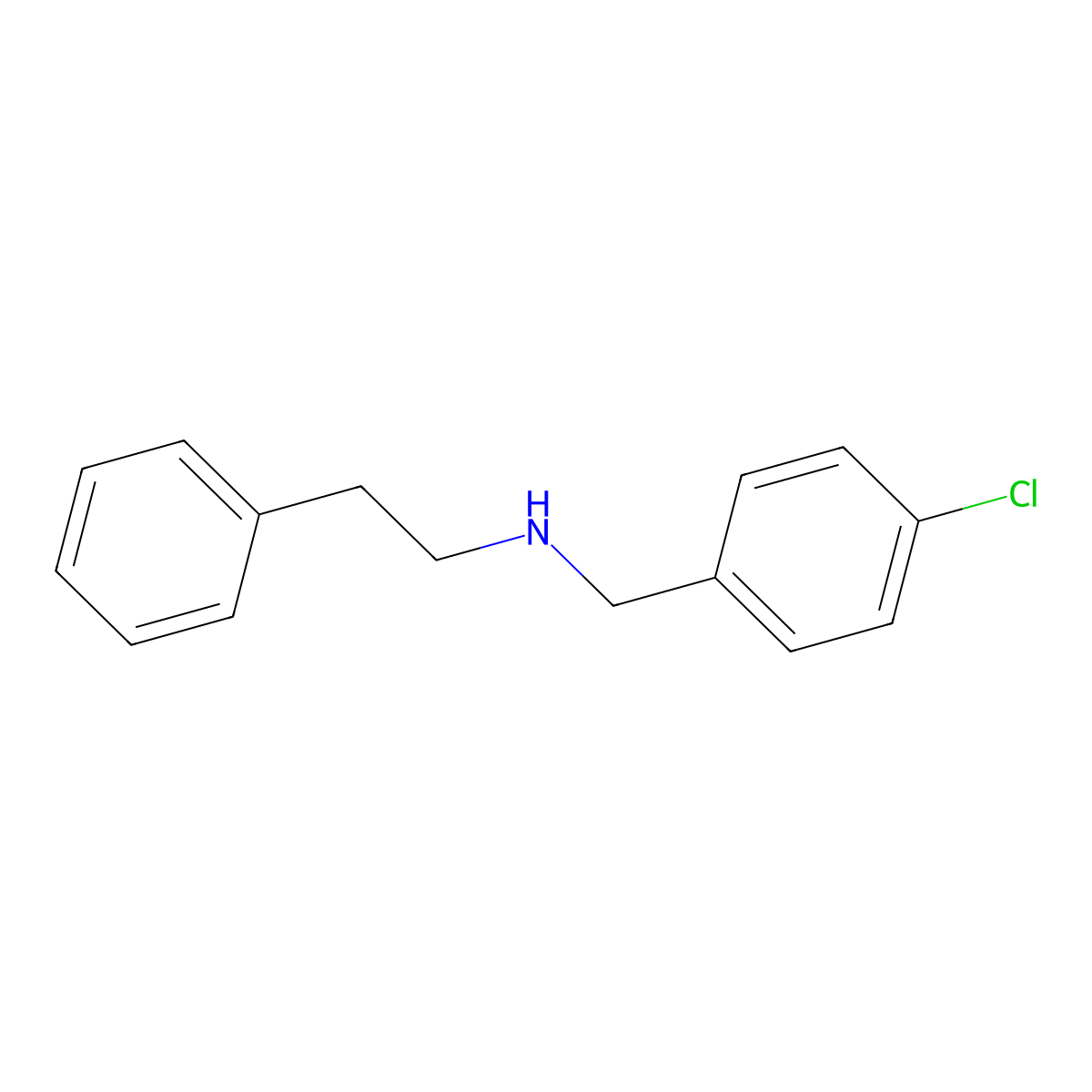 N-(4-chlorobenzyl)-2-phenylethanamine molecular structure, CAS 13541-03-2