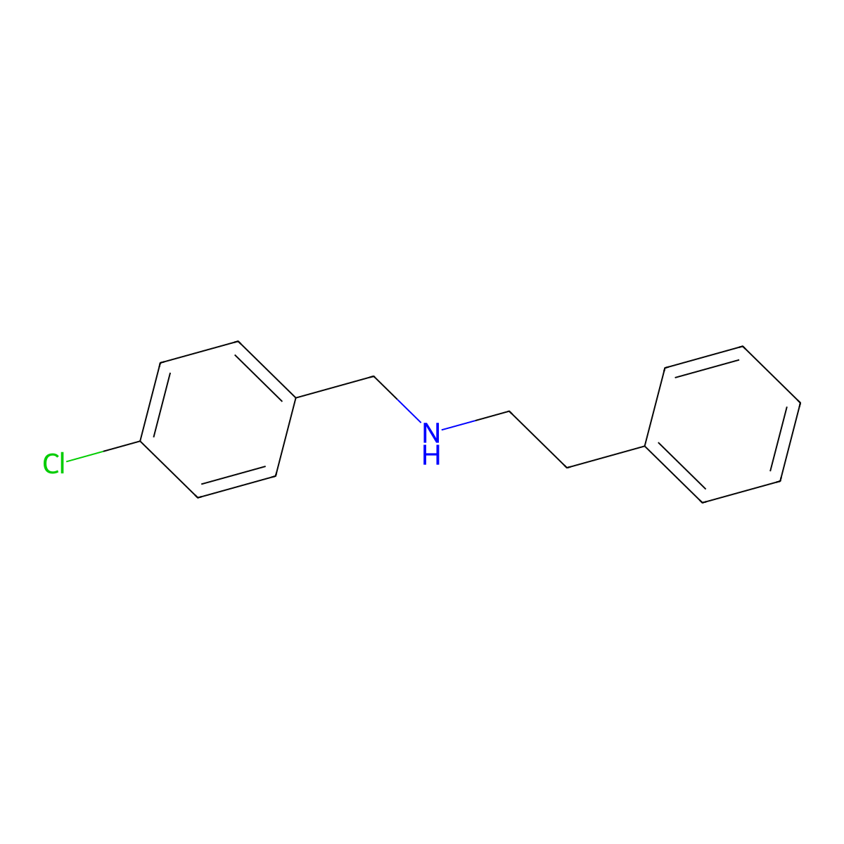 N-(4-chlorobenzyl)-2-phenylethanamine molecular structure, CAS 13541-03-2