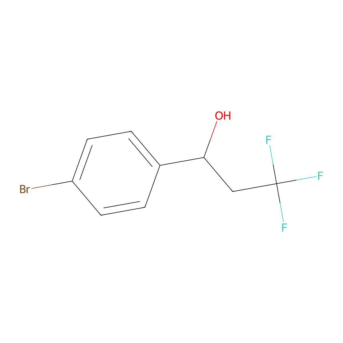 1-(4-Bromophenyl)-3,3,3-trifluoropropan-1-ol molecular structure, CAS 13541-19-0