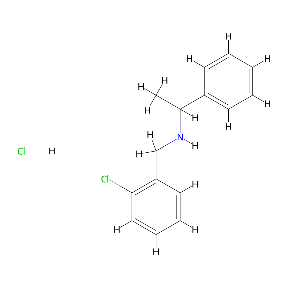 N-(2-chlorobenzyl)-1-phenylethanamine hydrochloride molecular structure, CAS 13541-48-5