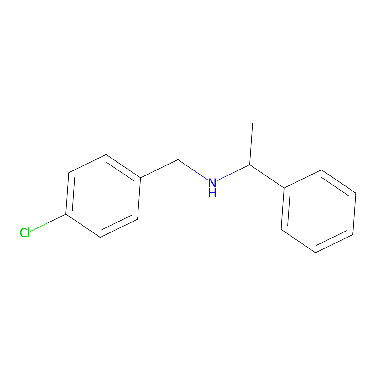(4-Chlorobenzyl)-(1-phenylethyl)amine molecular structure, CAS 13541-49-6