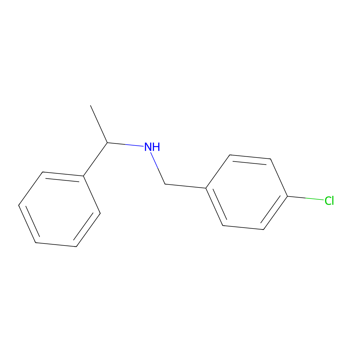 (4-Chlorobenzyl)-(1-phenylethyl)amine molecular structure, CAS 13541-49-6