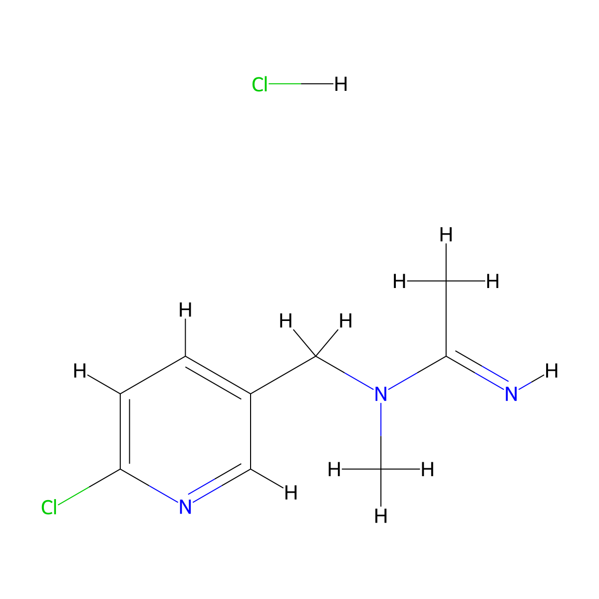 N-((6-chloropyridin-3-yl)methyl)-N-methylethanimidamide hydrochloride molecular structure, CAS 135410-04-7