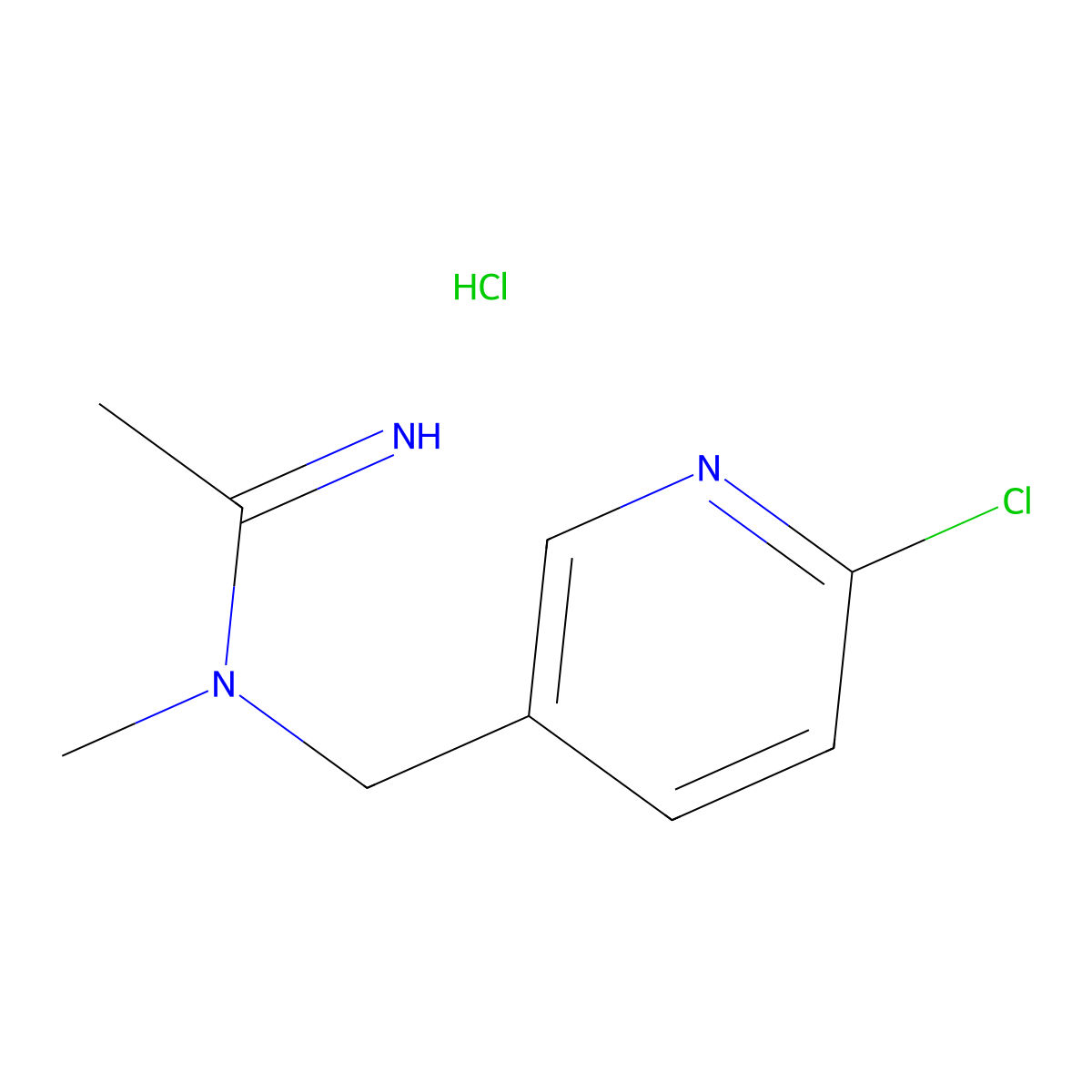 N-((6-chloropyridin-3-yl)methyl)-N-methylethanimidamide hydrochloride molecular structure, CAS 135410-04-7