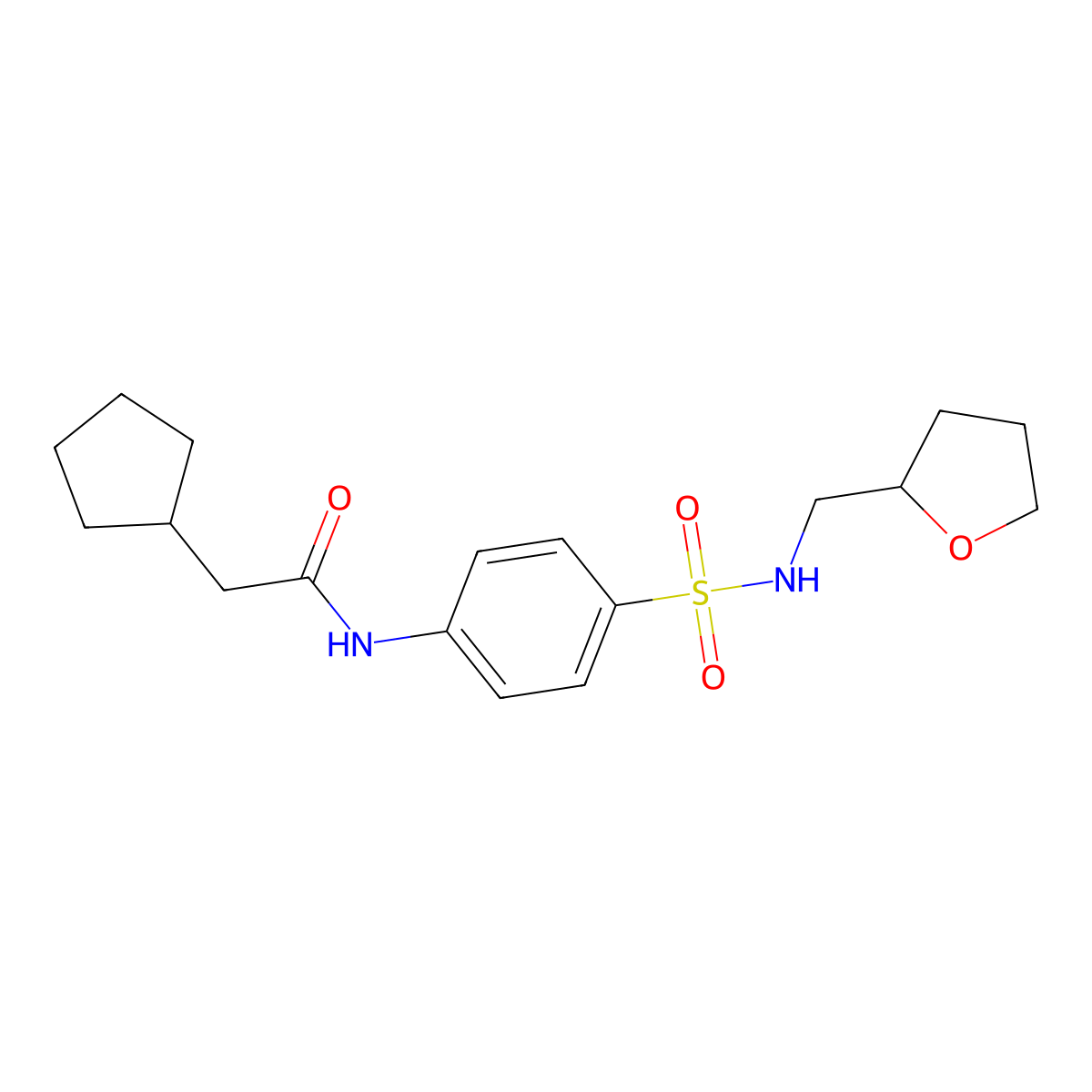 2-cyclopentyl-N-{4-[(tetrahydrofuran-2-ylmethyl)sulfamoyl]phenyl}acetamide molecular structure, CAS 1354123-91-3