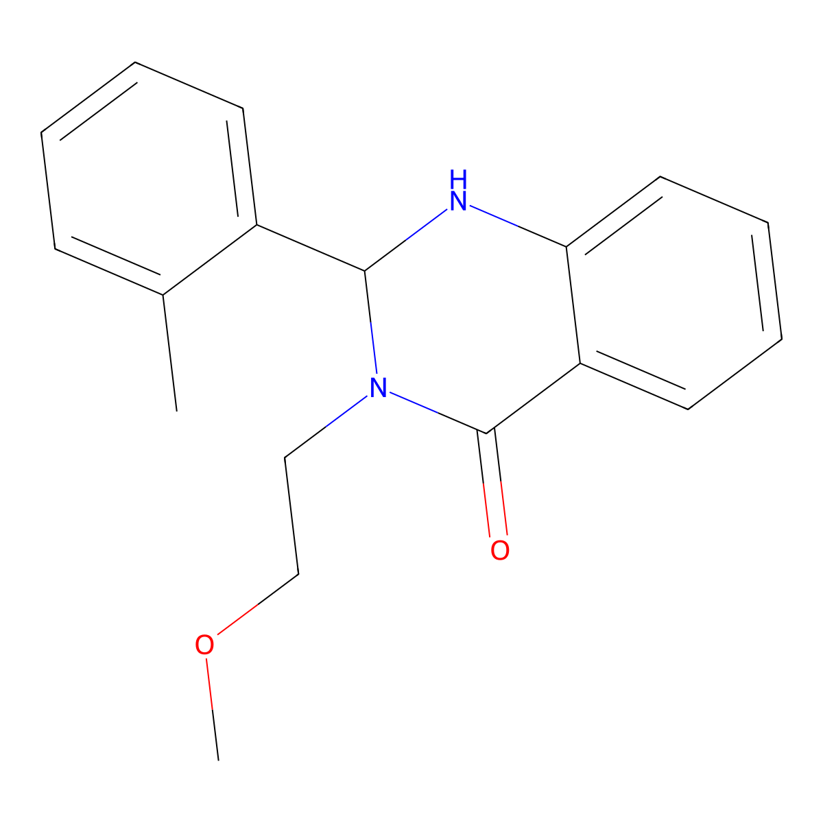 3-(2-methoxyethyl)-2-(2-methylphenyl)-2,3-dihydroquinazolin-4(1H)-one molecular structure, CAS 1354189-77-7