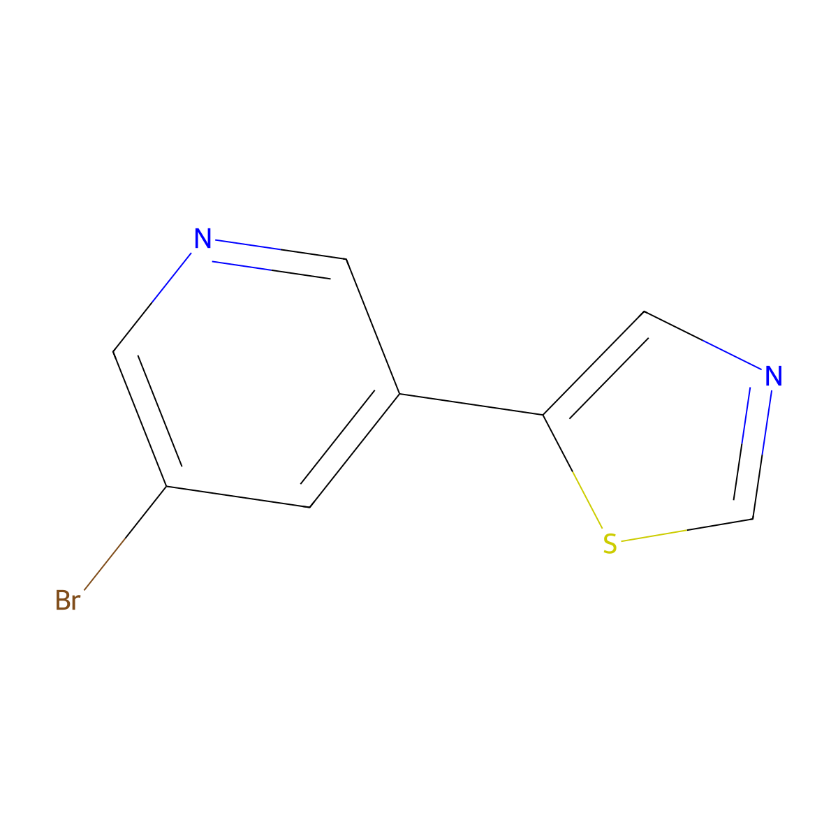 3-Bromo-5-(5-thiazolyl)pyridine molecular structure, CAS 1354219-23-0