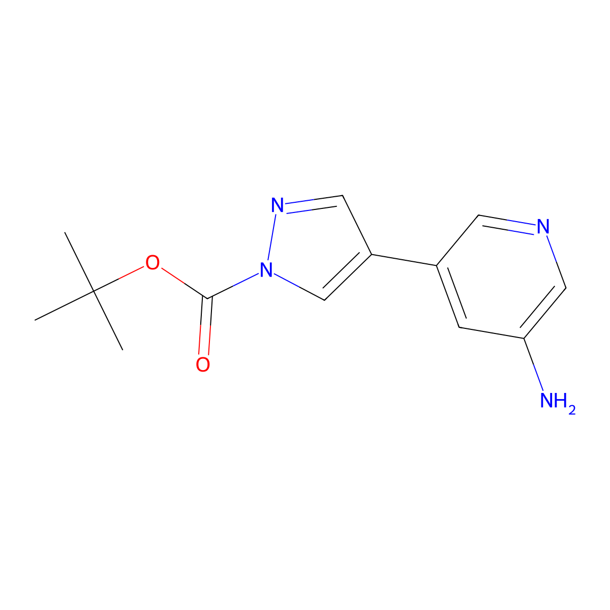 Tert-butyl 4-(5-aminopyridin-3-yl)-1H-pyrazole-1-carboxylate molecular structure, CAS 1354221-26-3