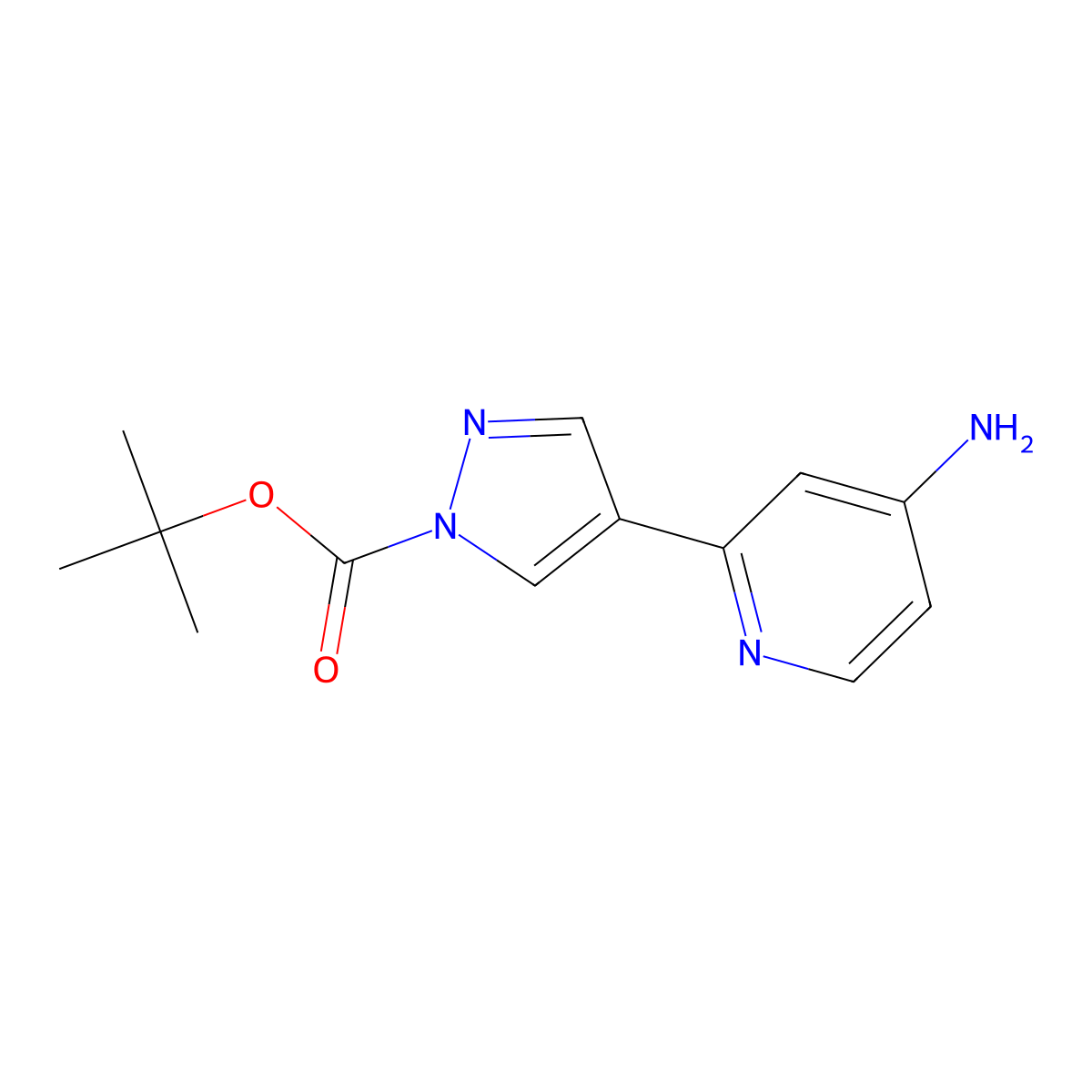 Tert-butyl 4-(4-aminopyridin-2-yl)-1H-pyrazole-1-carboxylate molecular structure, CAS 1354221-28-5
