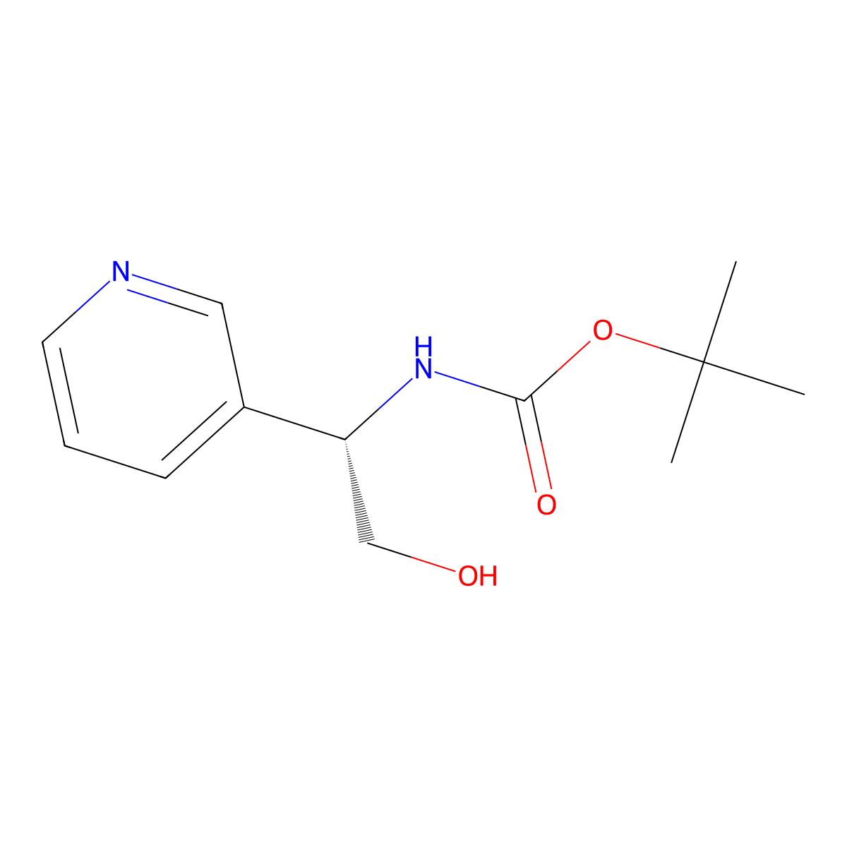 tert-Butyl (S)-(2-hydroxy-1-(pyridin-3-yl)ethyl)carbamate molecular structure, CAS 1354225-83-4