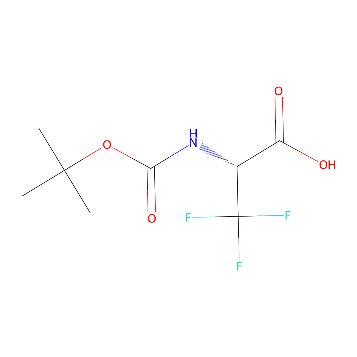 (2R)-2-(((tert-butoxy)carbonyl)amino)-3,3,3-trifluoropropanoic acid molecular structure, CAS 1354225-89-0