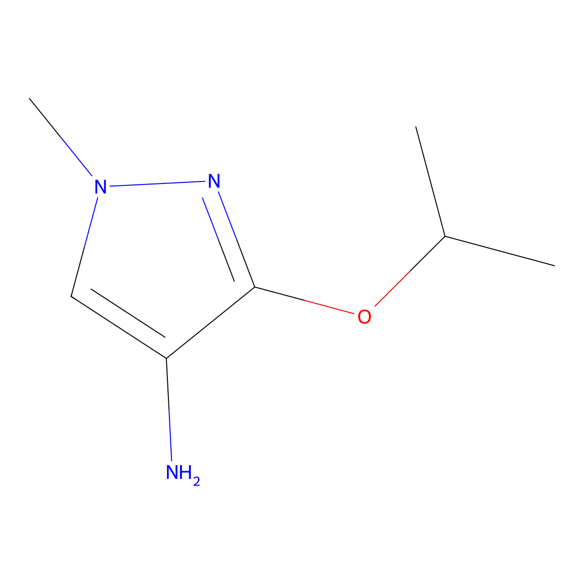 1-methyl-3-(propan-2-yloxy)-1H-pyrazol-4-amine molecular structure, CAS 1354241-25-0