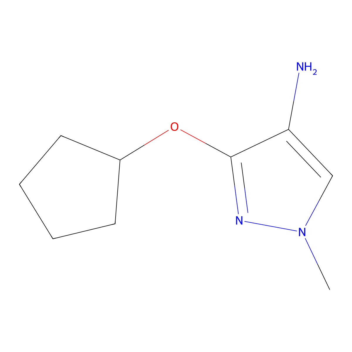 3-(cyclopentyloxy)-1-methyl-1H-pyrazol-4-amine molecular structure, CAS 1354241-35-2
