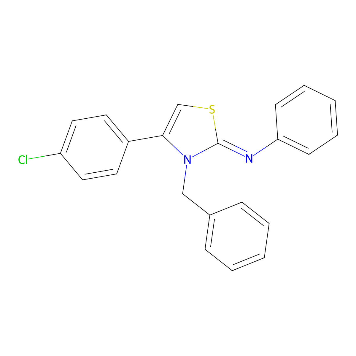N-[(2Z)-3-benzyl-4-(4-chlorophenyl)-1,3-thiazol-2(3H)-ylidene]aniline molecular structure, CAS 1354258-83-5