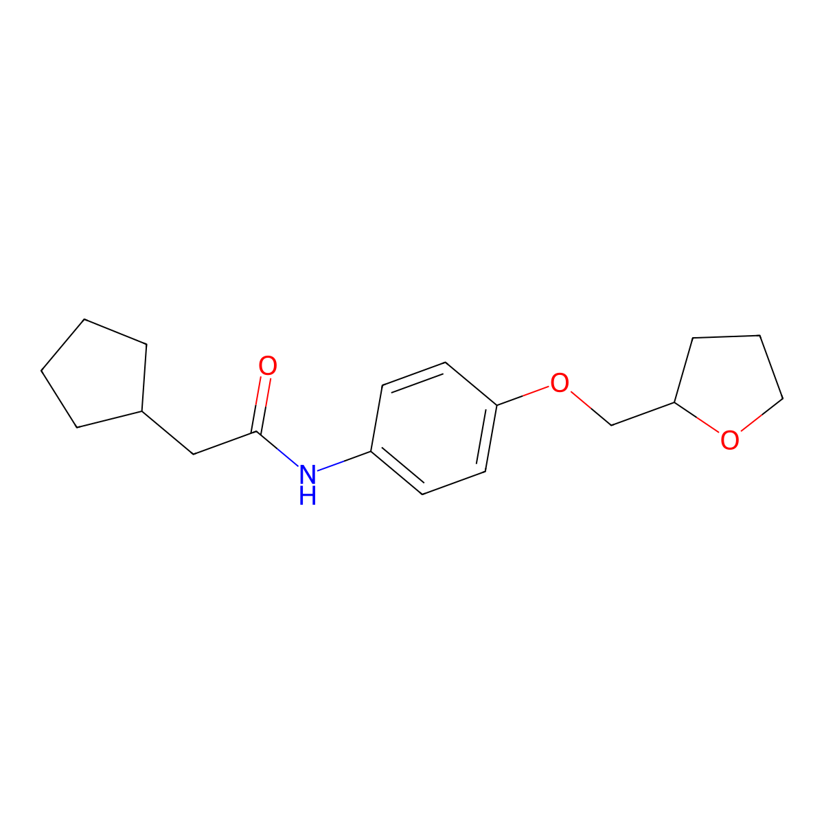 2-cyclopentyl-N-[4-(tetrahydrofuran-2-ylmethoxy)phenyl]acetamide molecular structure, CAS 1354283-42-3
