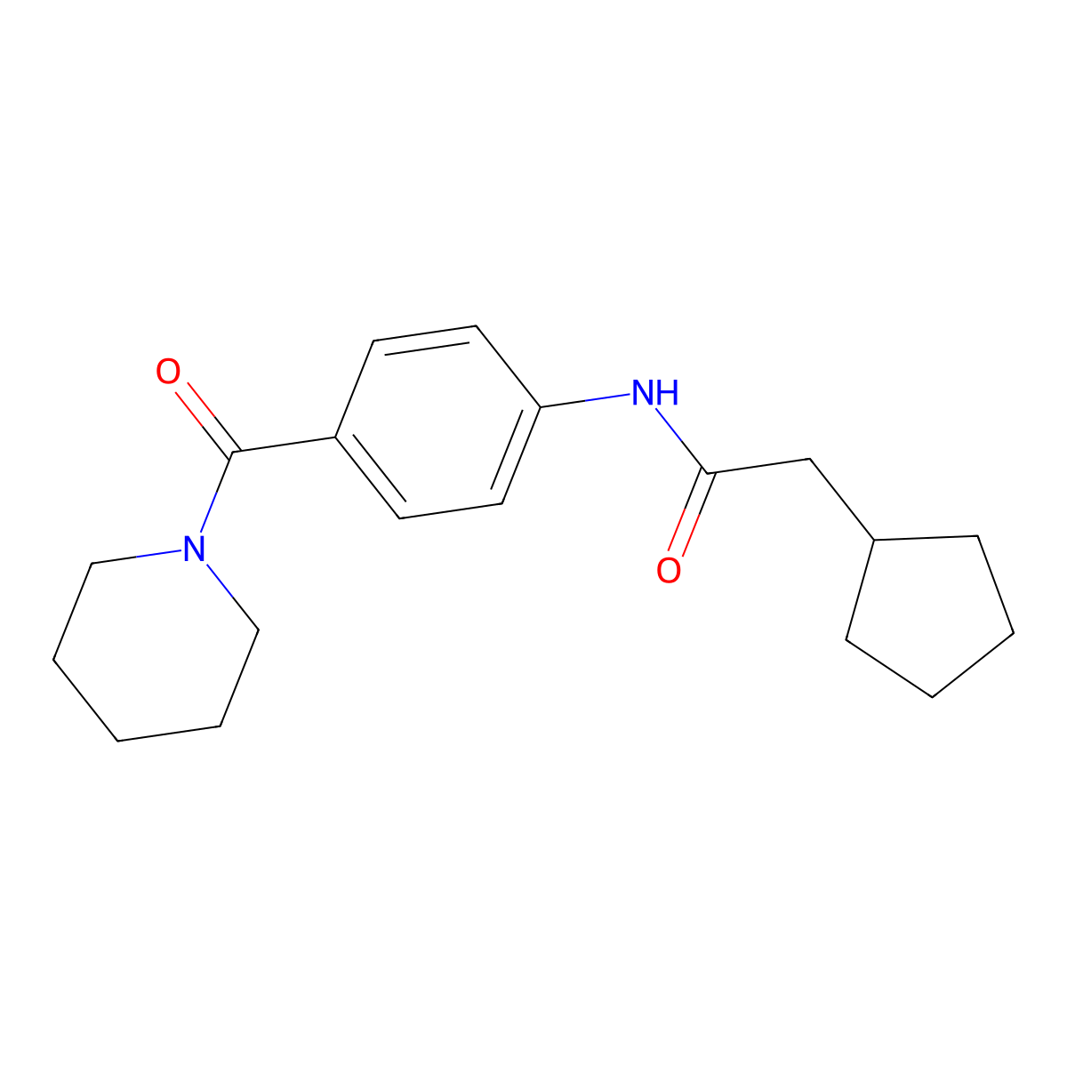 2-cyclopentyl-N-[4-(piperidin-1-ylcarbonyl)phenyl]acetamide molecular structure, CAS 1354288-79-1