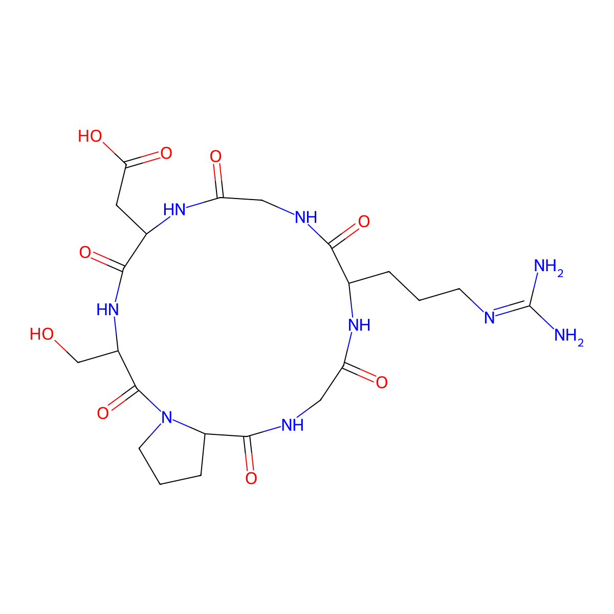 Cyclo(Gly-Arg-Gly-Asp-Ser-Pro) molecular structure, CAS 135432-37-0