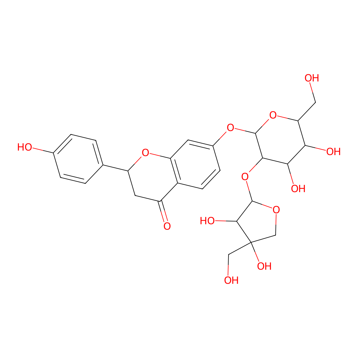 Liquiritigenin-7-O-beta-D-glucopyranosyl-(1-->2)-beta-D-apiofuranoside molecular structure, CAS 135432-48-3