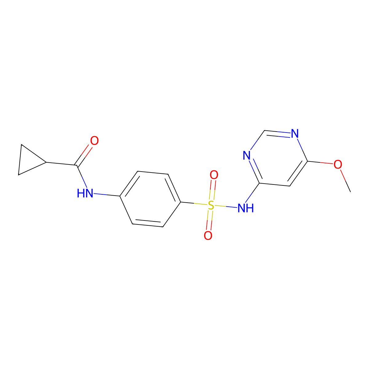 N-[4-[(6-methoxypyrimidin-4-yl)sulfamoyl]phenyl]cyclopropanecarboxamide molecular structure, CAS 1354326-37-6