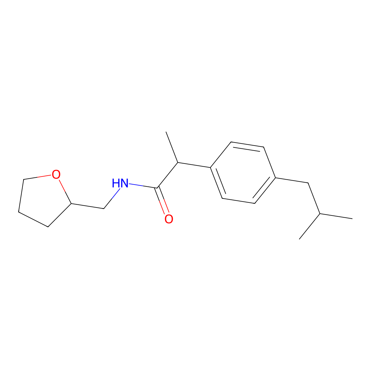 2-[4-(2-methylpropyl)phenyl]-N-[(oxolan-2-yl)methyl]propanamide molecular structure, CAS 1354342-50-9