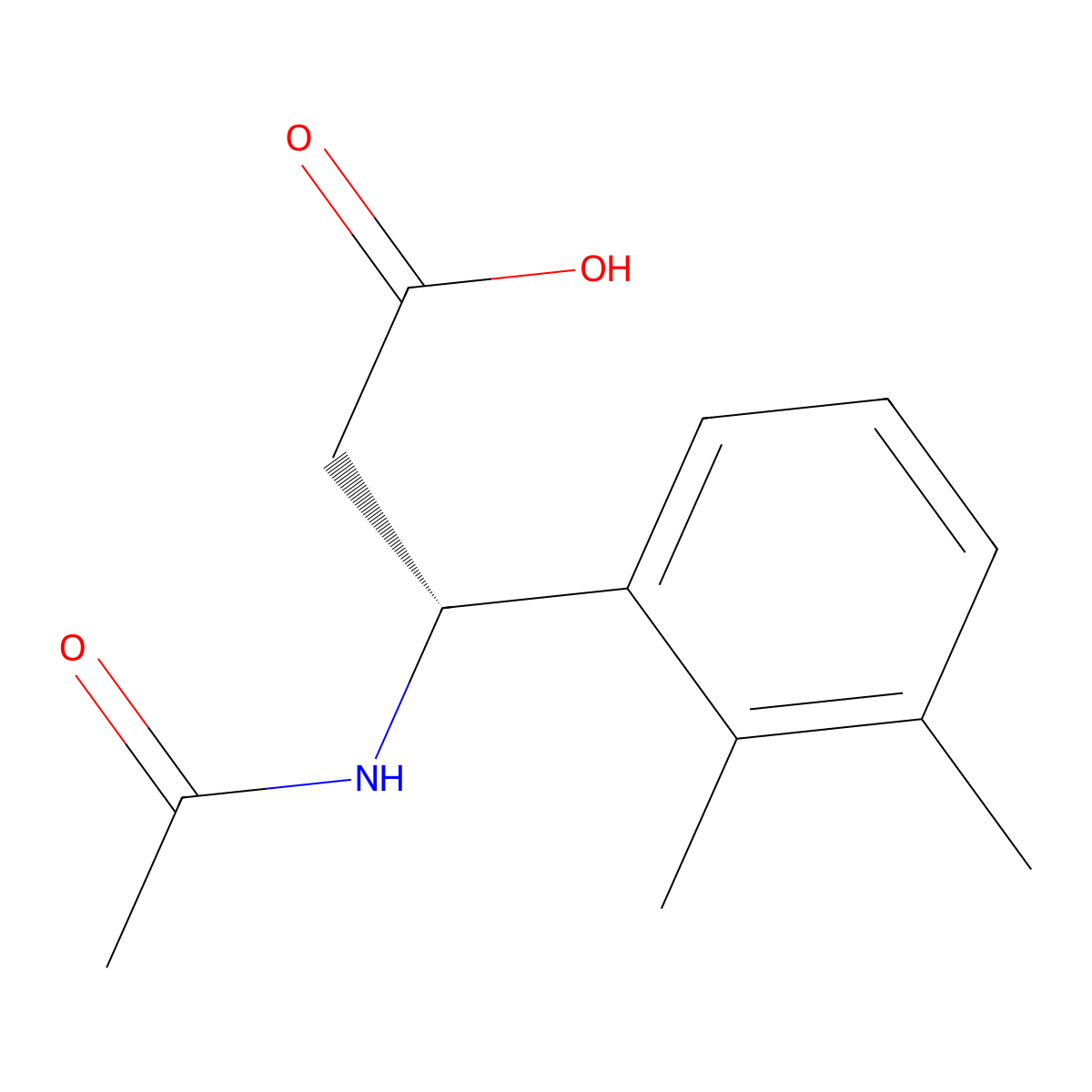 (3R)-3-(2,3-dimethylphenyl)-3-acetamidopropanoic acid molecular structure, CAS 1354354-21-4
