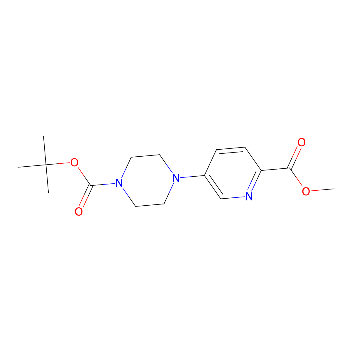 Tert-butyl 4-(6-(methoxycarbonyl)pyridin-3-yl)piperazine-1-carboxylate molecular structure, CAS 1354355-85-3